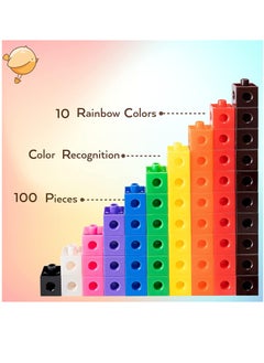 XICEN 100pcs Linking Cubes Math Links STEM Building Stacking Blocks School Manipulatives Early Education Counting Sorting Blocks Toys for Kids Children  - Image 3