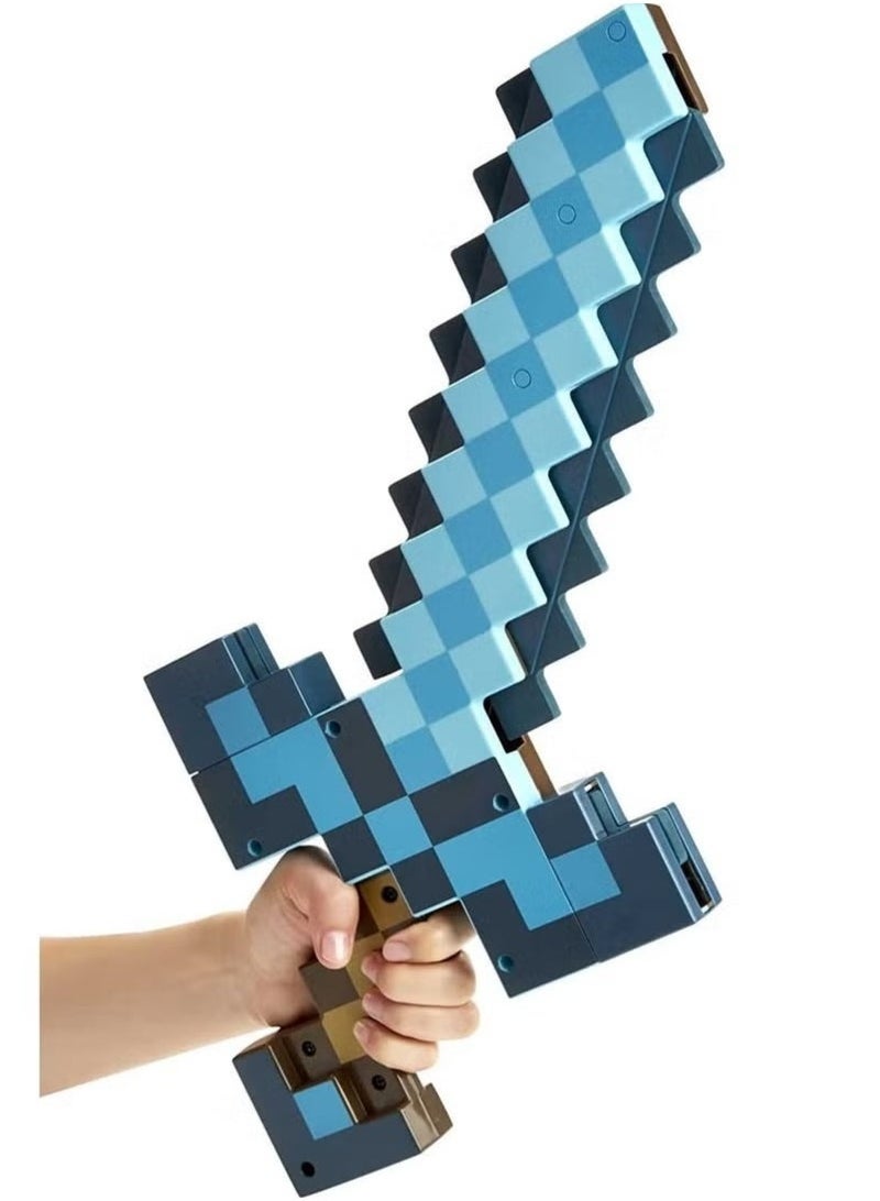Toy Sword Transforming Diamond Sword & Pick-Axe Kid-Sized 2-in-1 Toy Accessory for Role-Play & Costumes - Image 2