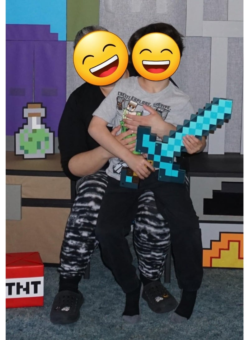 Game Toy Sword Transforming Diamond Sword & Pick-Axe 2-in-1 Toy Accessory, Foam Sword Pickaxe and Axe for Role-Play & Costumes - Image 2