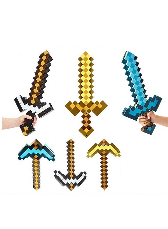 Game Toy Sword Transforming Diamond Sword & Pick-Axe 2-in-1 Toy Accessory, Foam Sword Pickaxe and Axe for Role-Play & Costumes - Image 3