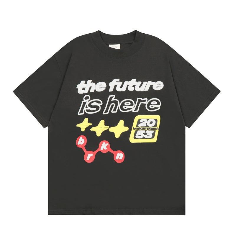 Bp Trendy Foam Letter Print Loose Round Neck Short Sleeves 2024 Half-Sleeved Men'S And Women'S Casual Couple Tee - Image 1