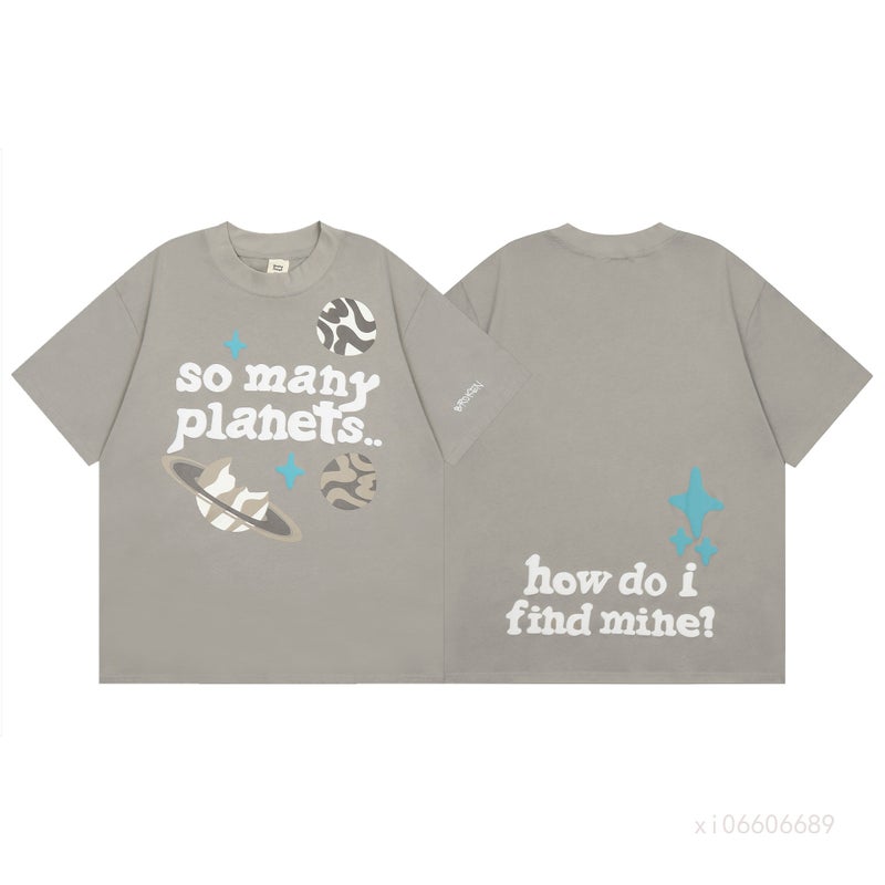 Bp Trendy Foam Letter Print Loose Round Neck Short Sleeves 2024 Half-Sleeved Men'S And Women'S Casual Couple Tee - Image 5