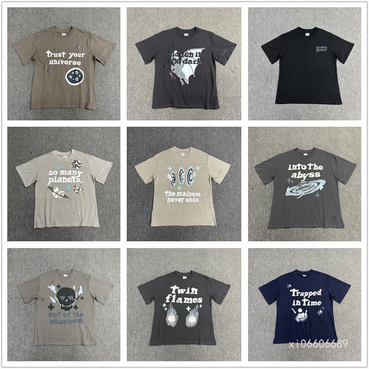 Bp Trendy Foam Letter Print Loose Round Neck Short Sleeves 2024 Half-Sleeved Men'S And Women'S Casual Couple Tee - Image 2