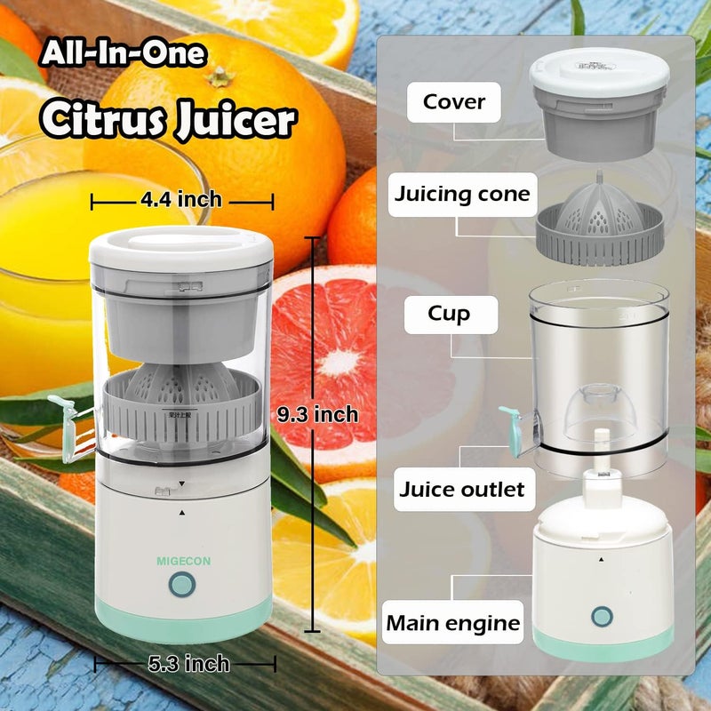 Migecon Citrus Juicer, Electric Orange Juice Squeezer with Powerful Motor and USB Charging Cable, Juicer Extractor, Lime Juicer, Suitable for Orange, Citrus, Apple, Grapefruit and Pear. - Image 2