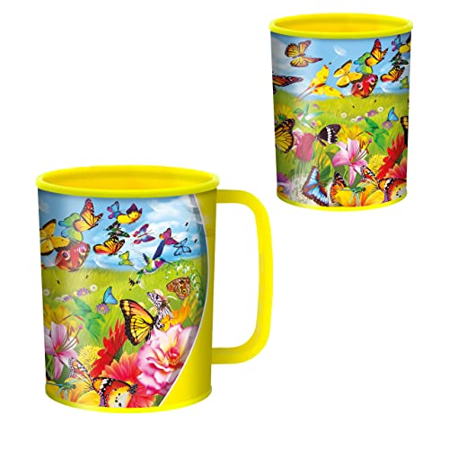 3D LiveLife Drinking Cup - Butter Flutter from Deluxebase. Lenticular 3D Butterfly Plastic Tumbler, 10 fl oz BPA-Free Reusable Drinkware. Animal Themed Cup and Durable Party Favour Gift - Image 2