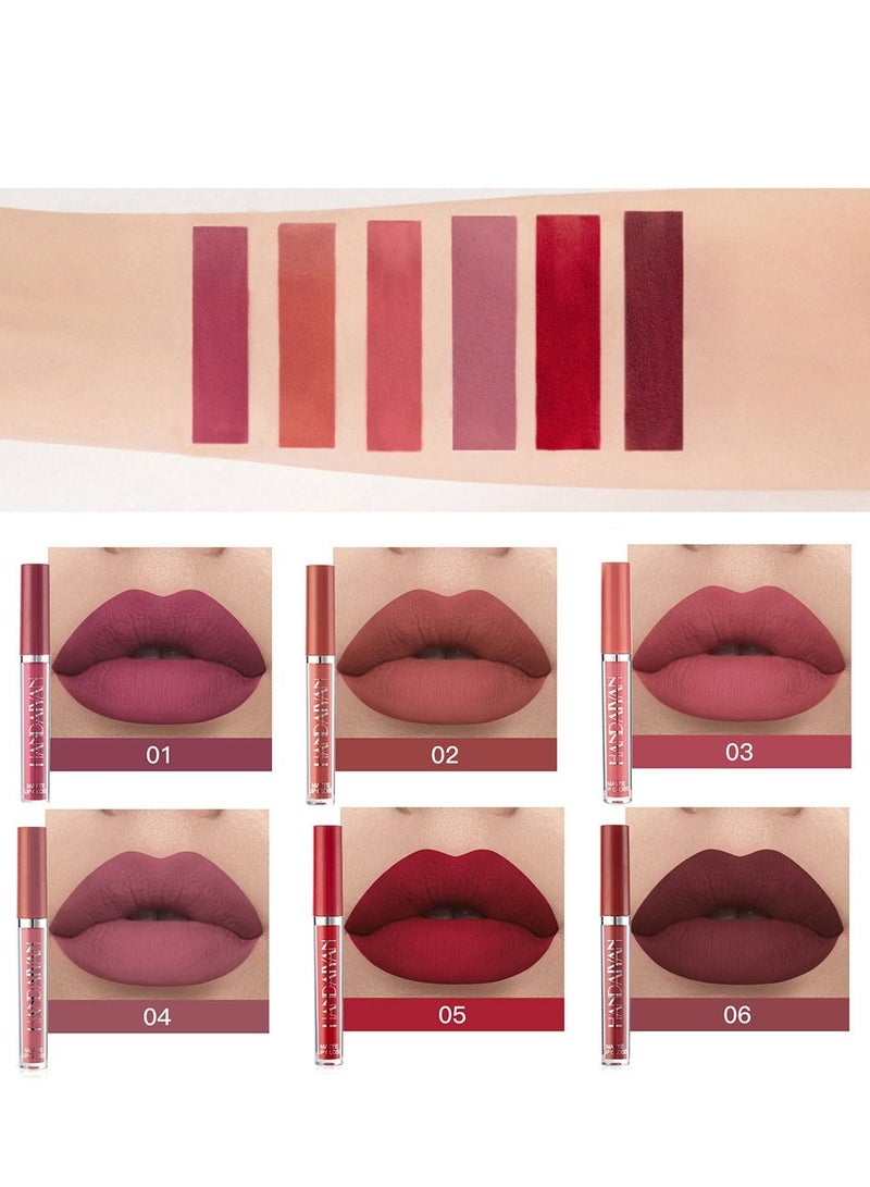 Handaiyan 6 Color Waterproof Matte Liquid Lip Gloss Set - Image 3