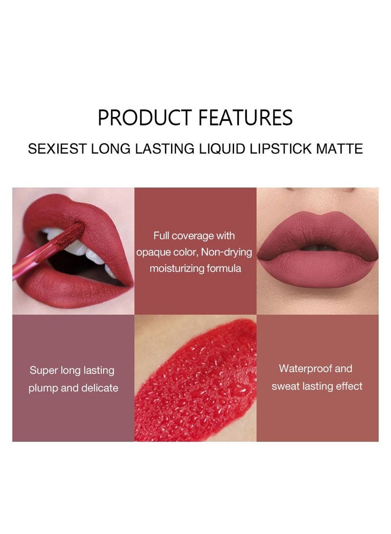Handaiyan 6 Color Waterproof Matte Liquid Lip Gloss Set - Image 5