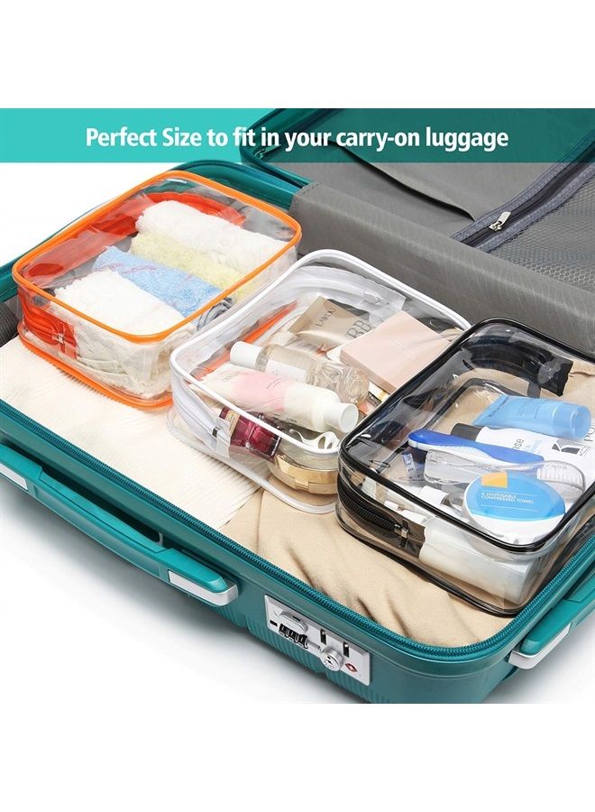 Packism TSA Approved Toiletry Bag, Clear Makeup Bag Waterproof Quart Size Bag, Travel Makeup Cosmetic Bag for Women Men, Carry on Airport Airline Compliant Bag, 3 Pack, Black - Image 2