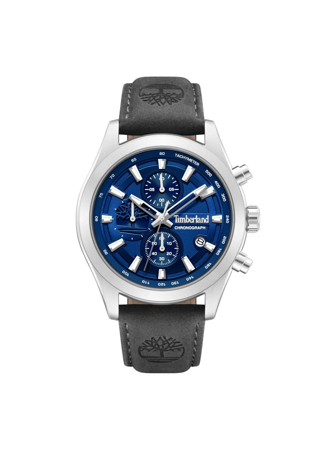 Ashmont Blue Dial Leather Strap Chronograph Watch for Men, 44mm