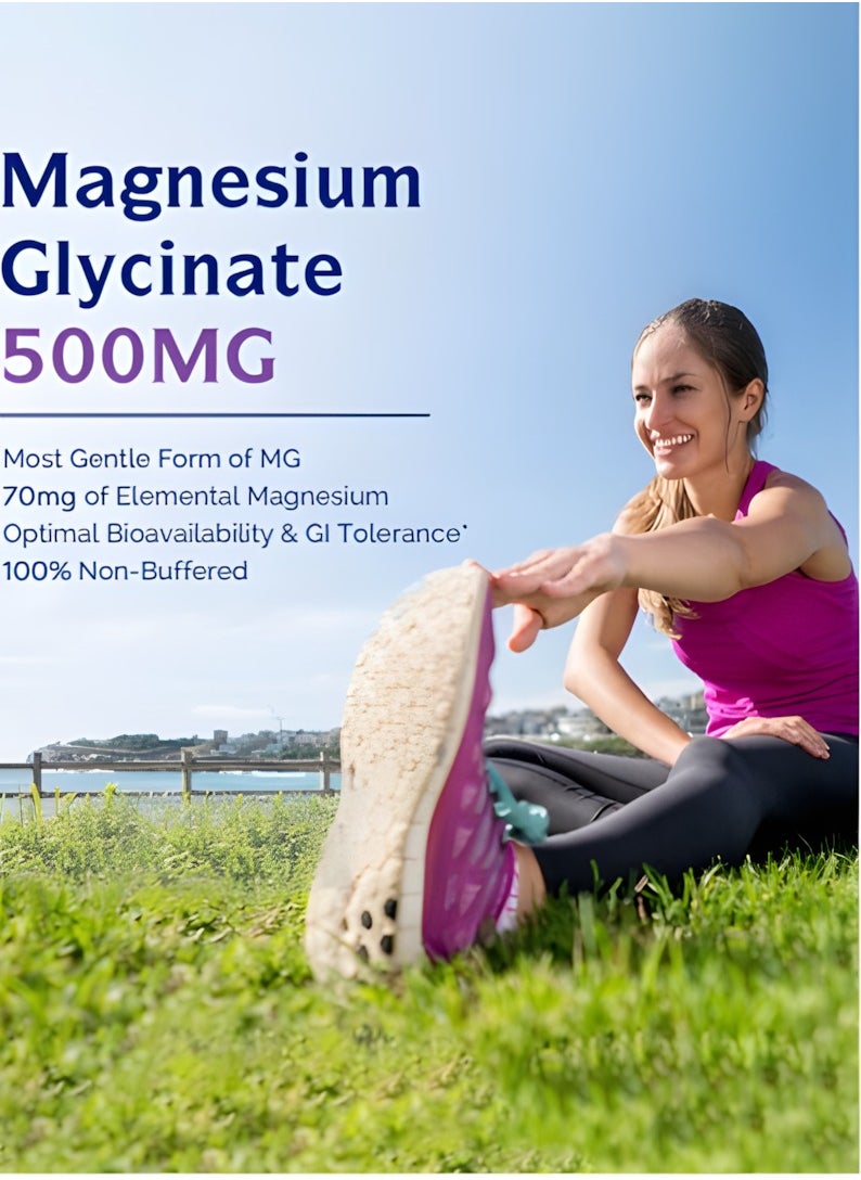 Magnesium Glycinate - Innate Vitality Magnesium Glycinate 500mg: 70mg Elemental Magnesium, High Absorption, Non-GMO, Gluten-Free. Supports Nerve, Muscle, Bone, Heart Health. 120 Veggie Capsules. - Image 1