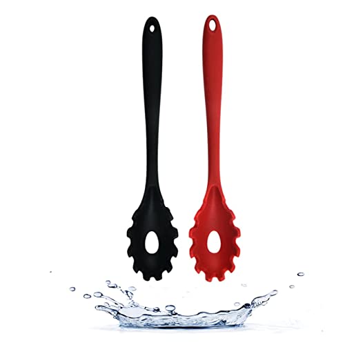 Armrouns Silicone Pasta Fork (11.2"), 2-Pack Spaghetti Server Spoon Heat Resistant 600°F, Food Grade Pasta Spoon, BPA Free, Noodle Spoon. (Silicone) - Image 1