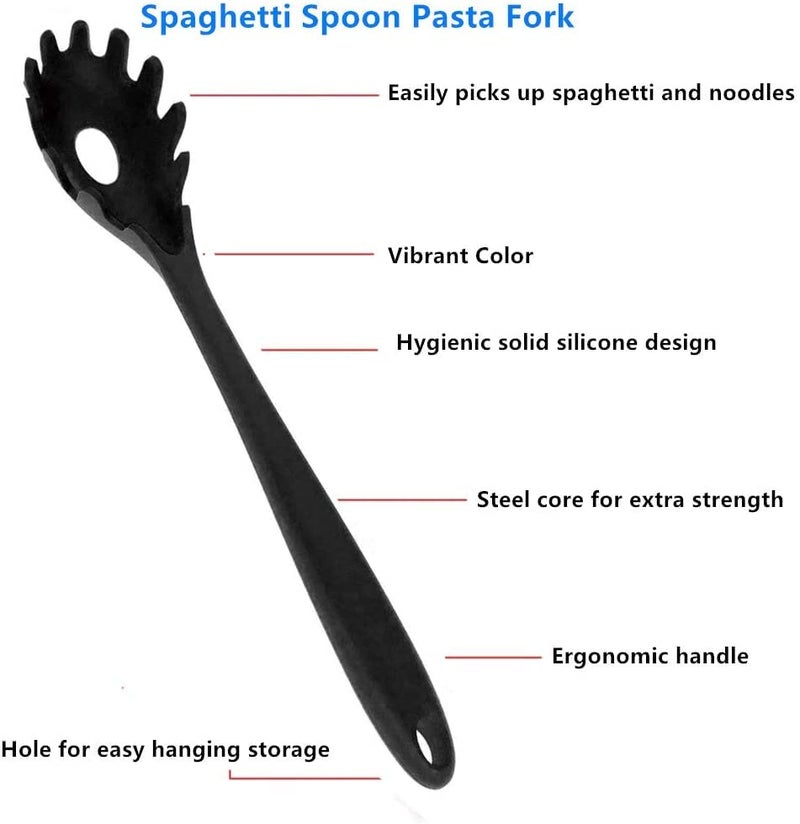 Armrouns Silicone Pasta Fork (11.2"), 2-Pack Spaghetti Server Spoon Heat Resistant 600°F, Food Grade Pasta Spoon, BPA Free, Noodle Spoon. (Silicone) - Image 5