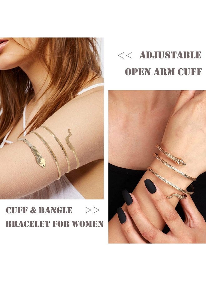 مجموعة أساور الذراع من EIELO مكونة من 10 قطع للنساء، أساور الذراع العلوية من ريش الثعبان، سوار ذراع ... - Image 2