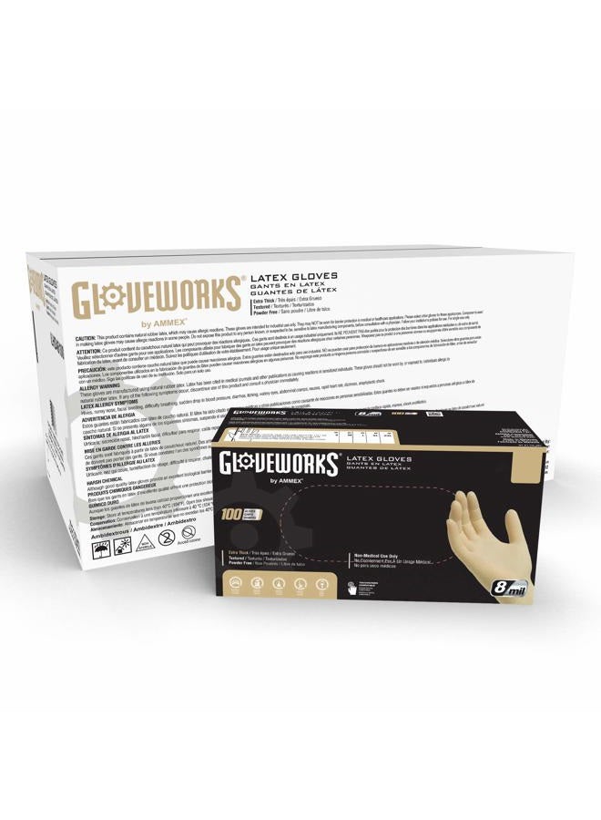 GLOVEWORKS قفازات لاتكس صناعية قابلة للتصرف كبيرة اللون العاجي - Image 1