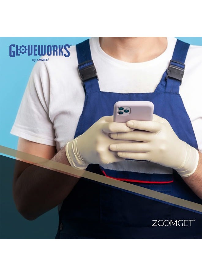 GLOVEWORKS قفازات لاتكس صناعية قابلة للتصرف كبيرة اللون العاجي - Image 4