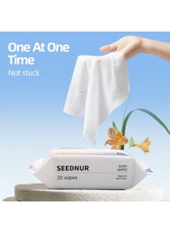 SEEDNUR Organic Pure Cotton Baby Water Wipes, Specially Crafted for Sensitive Skin Gentle, Eco-friendly and Suitable for Sensitive Skin Perfect for Travel and Everyday Use (20 Wipes/Bag)  - Image 4