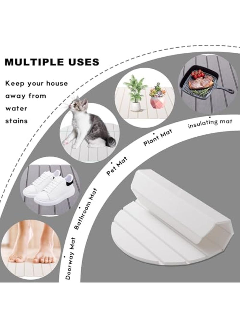 SYOSI Stone Drying Mat for Kitchen Counter, Eco-friendly Fast Arid Collapsible Heat-resistant Diatomaceous Earth Pad, Absorbent for Utensils, Pots, Bottles, 23.6"×15.3" (Oval, White) - Image 3