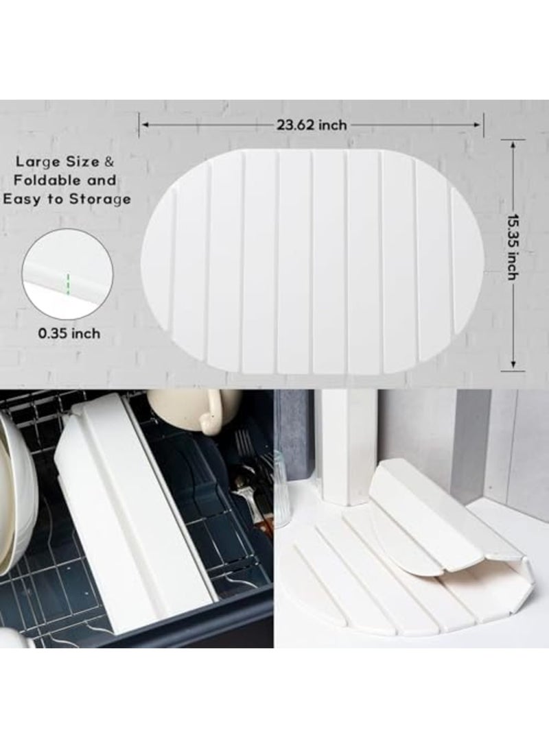 SYOSI Stone Drying Mat for Kitchen Counter, Eco-friendly Fast Arid Collapsible Heat-resistant Diatomaceous Earth Pad, Absorbent for Utensils, Pots, Bottles, 23.6"×15.3" (Oval, White) - Image 5