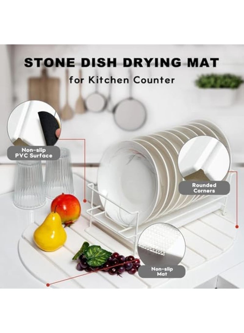 SYOSI Stone Drying Mat for Kitchen Counter, Eco-friendly Fast Arid Collapsible Heat-resistant Diatomaceous Earth Pad, Absorbent for Utensils, Pots, Bottles, 23.6"×15.3" (Oval, White) - Image 4