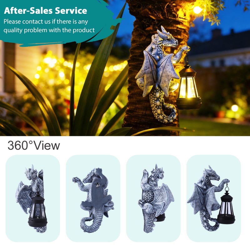 Goodeco Dragon Tree Hugger Solar Lantern Garden Statue - 9.3 Inch Resin Dragon Decor for Outdoor, Perfect Garden Gift & Yard Decor - Image 5