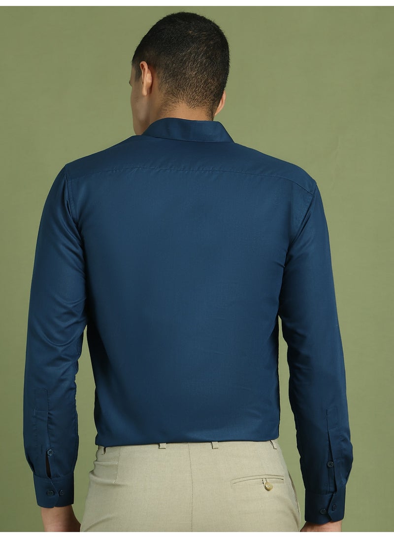 Indian Needle JAINISH Men's Solid Cotton Formal Shirt with Spread Collar - Image 2