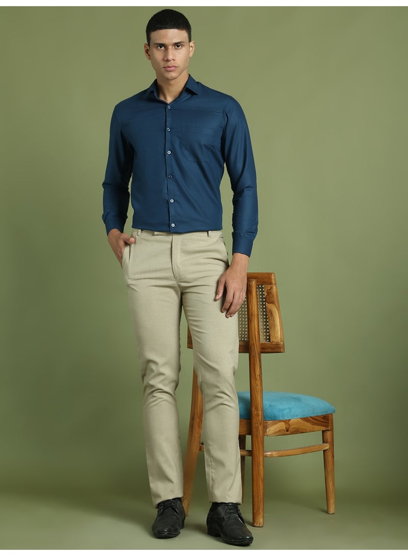 Indian Needle JAINISH Men's Solid Cotton Formal Shirt with Spread Collar - Image 4