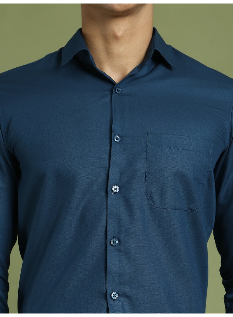Indian Needle JAINISH Men's Solid Cotton Formal Shirt with Spread Collar - Image 5