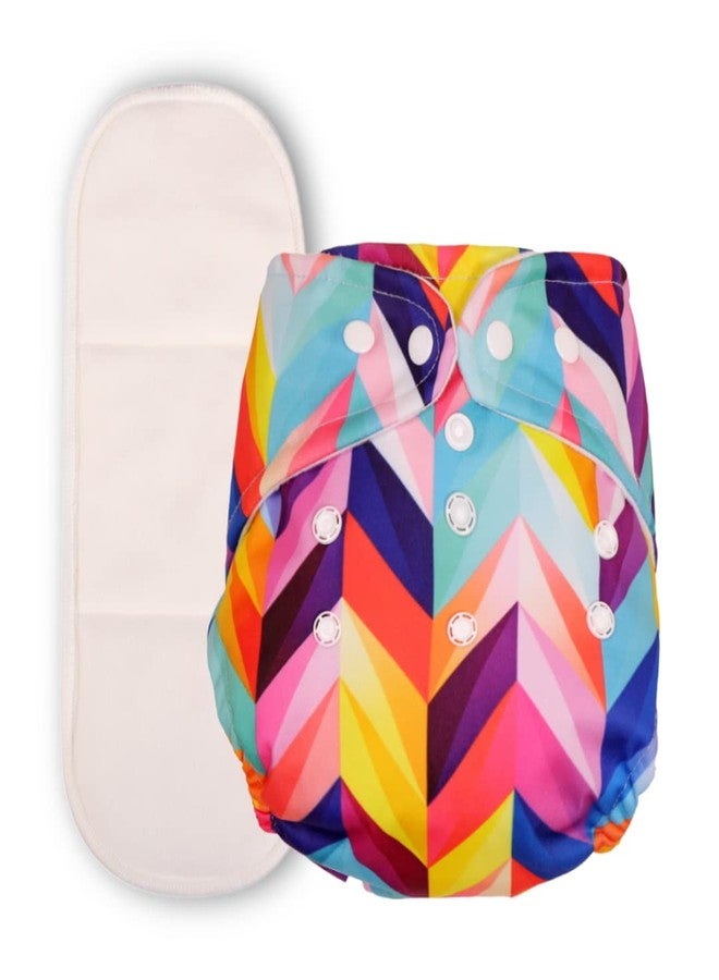 Deedry Oeko-Tex Certified Washable & Reusable Diapers With Adjustable Snap Buttons (One Size Perfect Fit), Comes With Absorbent Inserts/Pads- (3Months- 3Years) (Rainbow-Multi Color With 1 Insert) - Image 1