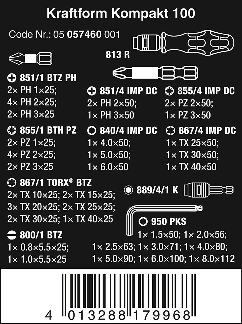 Wera 5057460001- Kk 100 52 Pc Very Compact Pouch Set Metric - Image 2