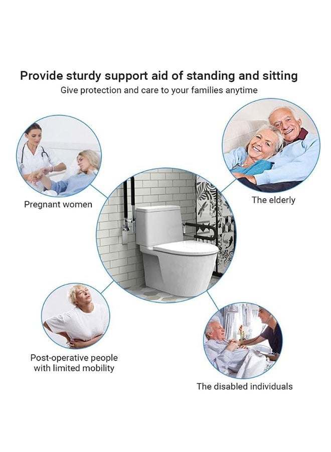 Aluminum Alloy Handrail For Toilet Easy To Install U-Shaped Flip  Bear 330Ibs(With Black Sponge）Anti-Slip Flip Shower Grab Bars for Elderly Disabled Pregnant  - Image 5
