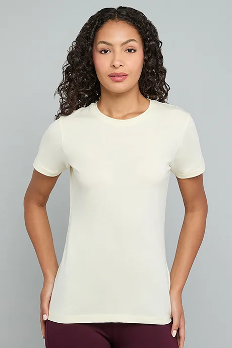 أر أند بي Solid T-Shirt with Crew Neck and Short Sleeves