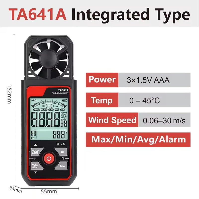 TA641A High Precision USB Anemometer Air Velocity Meter Wind Speed Tester - Image 3