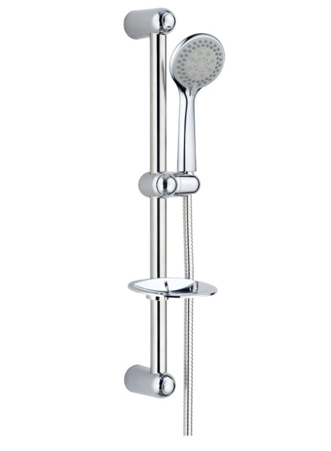 طقم دش يدوي فاخر من الفولاذ المقاوم للصدأ - دش يدوي قابل للتعديل بخمس وظائف مع خرطوم وسكة بطول 1.5 متر، مصنوع من مادة ABS المتينة والفولاذ المقاوم للصدأ، تجهيزات حمام عصرية للمنازل والفنادق (MD-HWS7003) - Image 1