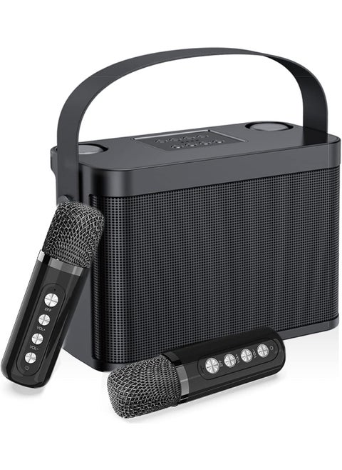 Karaoke Machine with Bluetooth and Two Microphones for Adults and Kids, Portable PA Speaker System with Phone Holder, USB, TF Card, AUX Input for Home Party and Outdoor Use