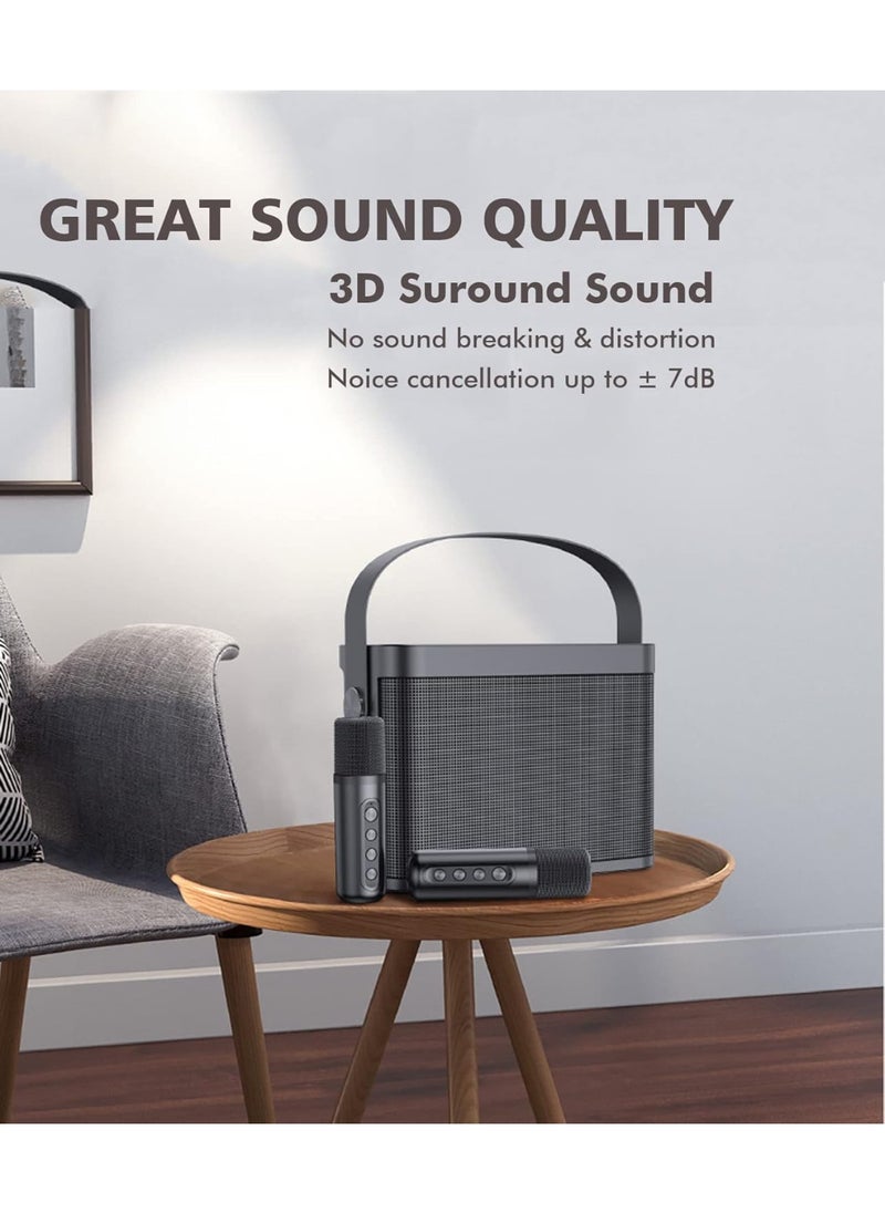 Generic - Karaoke Machine with Bluetooth and Two Microphones for Adults and Kids, Portable PA Speaker System with Phone Holder, USB, TF Card, AUX Input for Home Party and Outdoor Use - Image 1