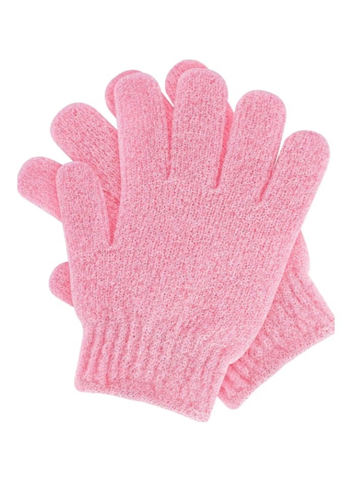 2pcs Exfoliating Gloves, Double Sided Bath Gloves, Skin Exfoliator for Body, Spa Massage Dead Skin Cell Remover, Shower Accessories for Women and Men light pink  - Image 1