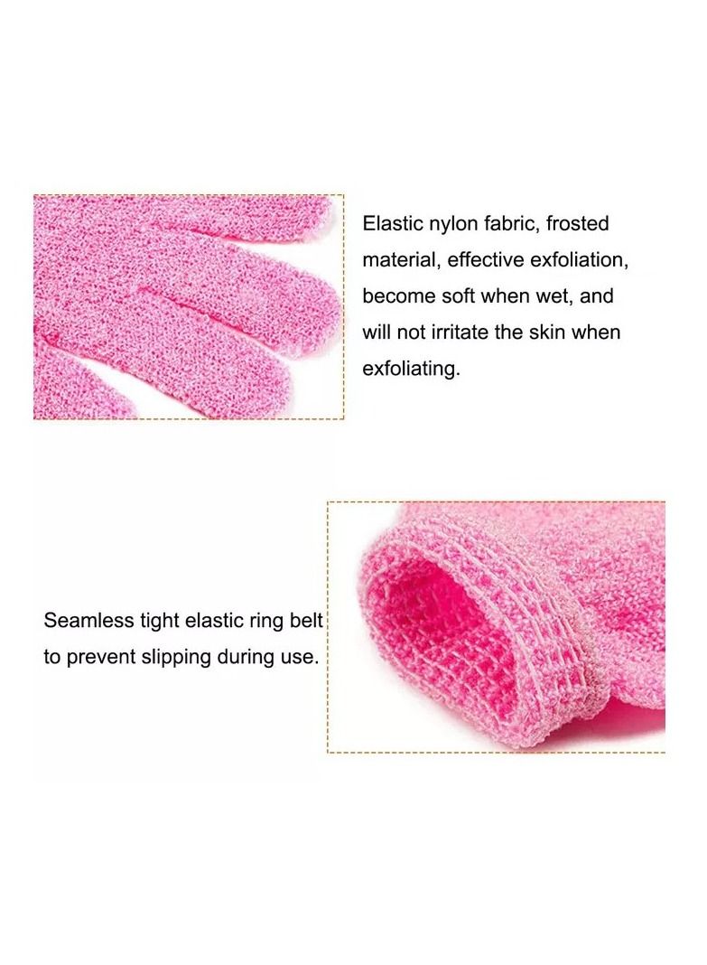2pcs Exfoliating Gloves, Double Sided Bath Gloves, Skin Exfoliator for Body, Spa Massage Dead Skin Cell Remover, Shower Accessories for Women and Men light pink  - Image 4