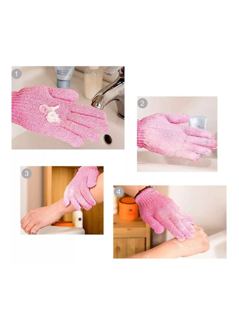2pcs Exfoliating Gloves, Double Sided Bath Gloves, Skin Exfoliator for Body, Spa Massage Dead Skin Cell Remover, Shower Accessories for Women and Men light pink  - Image 5