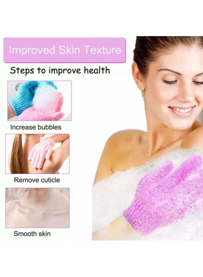 2pcs Exfoliating Gloves, Double Sided Bath Gloves, Skin Exfoliator for Body, Spa Massage Dead Skin Cell Remover, Shower Accessories for Women and Men light pink  - Image 3