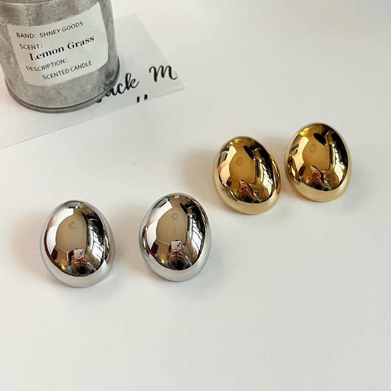 Uarein Chunky Gold Round Earring for Women Lightweight Hypoallergenic Statement Earring Trendy Teardrop Earrings Vintage Geometric Earrings Dainty Jewelry Gifts (Gold) - Image 5