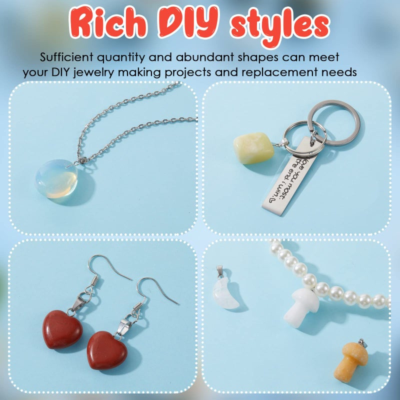 Henoyso 100 Pcs Crystal Charms Stone Pendants for Jewelry Making Gemstone Irregular Stone Beads Assorted Shape Pendants Bulk Natural Gemstone Beads Gifts for Bracelets Necklaces DIY(Classic Style) - Image 2
