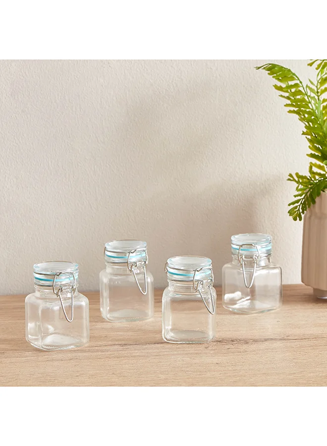 Home Box Essential 4-Piece Glass Spice Jar Set 22.3 x 8.4 x 7 cm