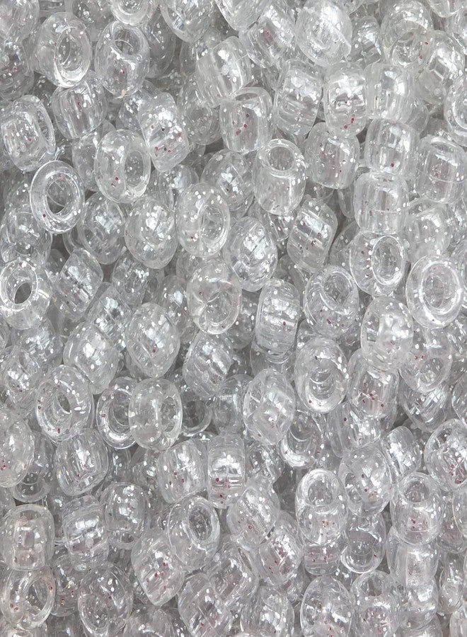 BeadExplosion Silver Sparkle Glitter Crow Beads Pony Beads Made in USA 6x9mm Large Hole - Image 1