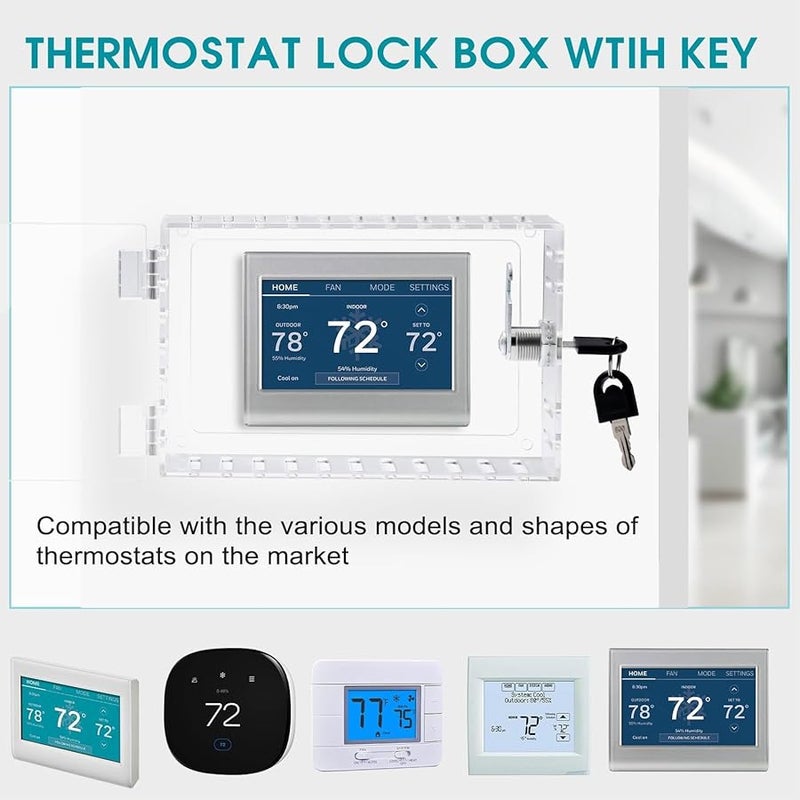 Clear Acrylic Thermostat Lock Box With Keys For Secure Temperature Control 7.28x4.72x2.48 Inch - Image 5