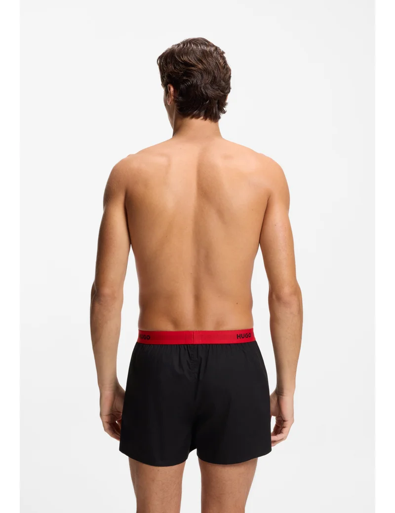 HUGO  Three-pack of cotton boxer shorts with logo waistbands for Men | Best Price UAE