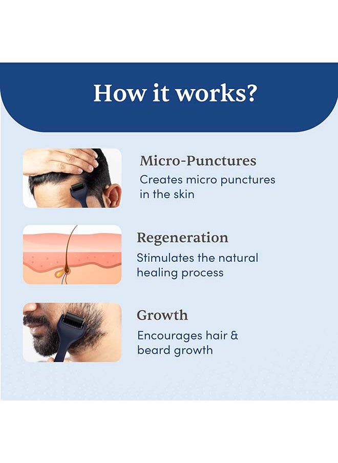 Advance Beard Derma Roller For Men | 540 Micro 0.5Mm Titanium Alloy Needles Safe, Easy And Effective To Use