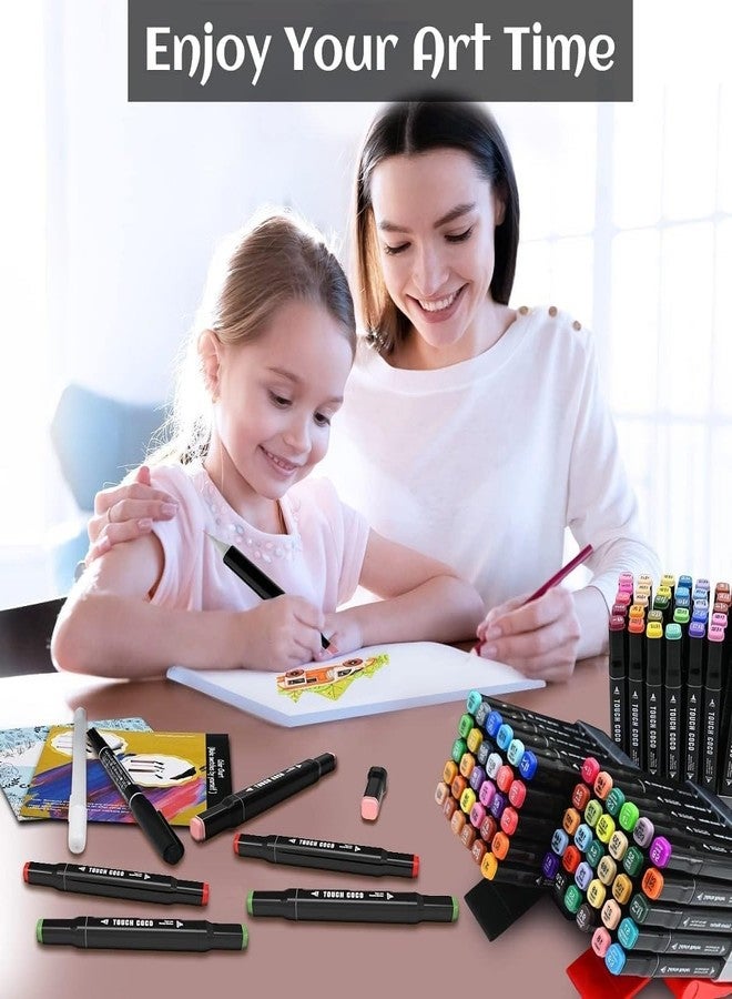 VARIYA ENTERPRISE Dual Tip Colorful Art Markers Sketch Pens 24, 48 Colors With Carrying Case For Painting Sketching Calligraphy Drawing -Twin Head Permanent Colouring Marker Pens For Kids Adult (24) - Image 2