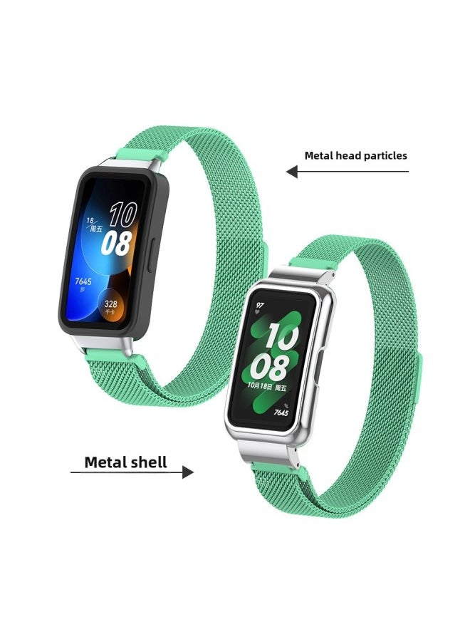 Generic - For HuaweiBracelet 10 Strap For HuaweiBand987 Glory Bracelet Universal Wristband Milanese Strap-Color:40# Milan Blue Sea-Specifications:Applicable To For HuaweiBand 10/9/8/7 Generation (with Metal Case) - Image 1