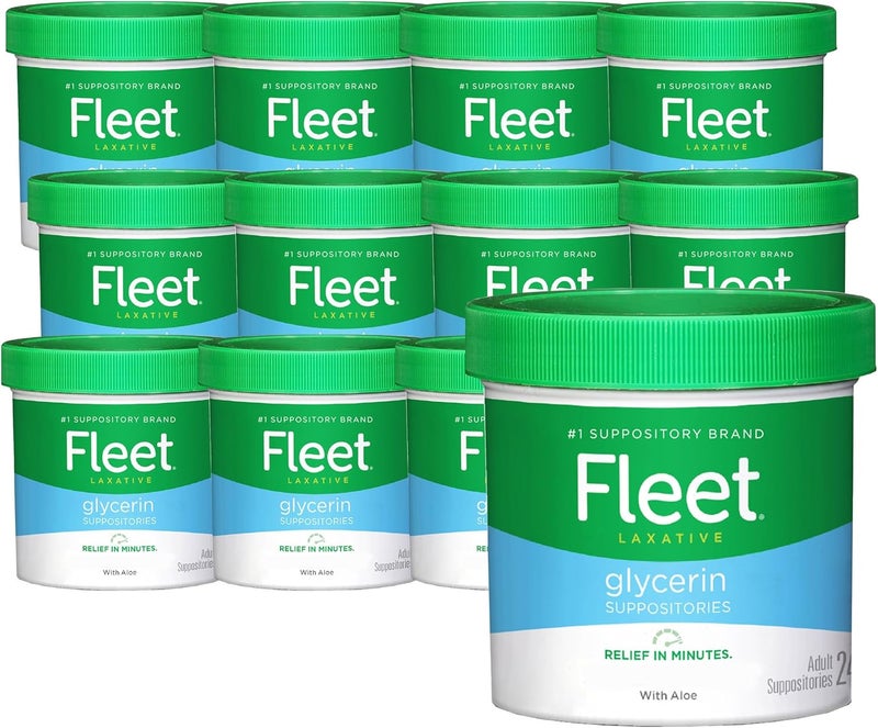 ملينات فليت، تحاميل الجلسرين الملينة لتخفيف الإمساك للبالغين، 24 قطعة، 12 عبوة