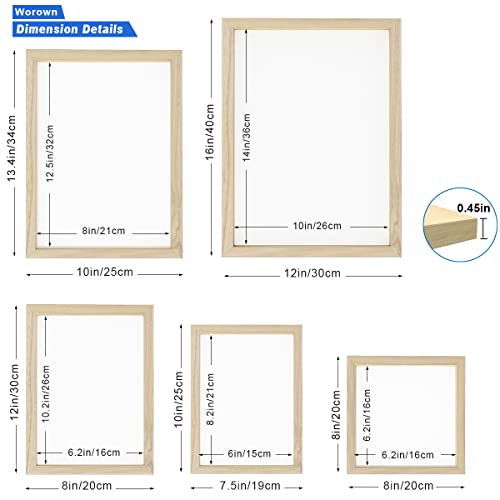 Worown 5 Different Size Wooden Paper Making Screens PaperMaking Mold and Deckle Paper Making Frames for DIY Paper Crafts - Image 3